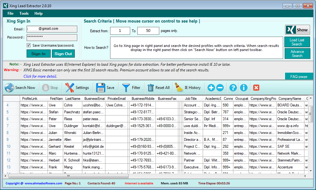 Windows 8 Xing Lead Extractor full