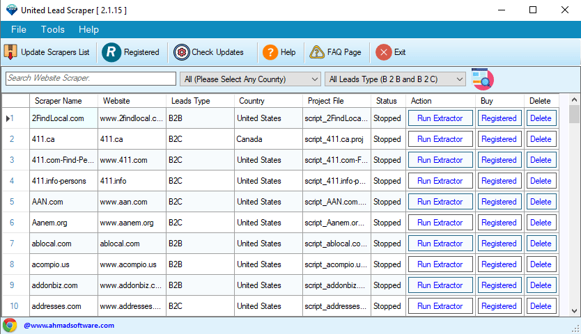 United Lead Scraper (controller) Screenshot