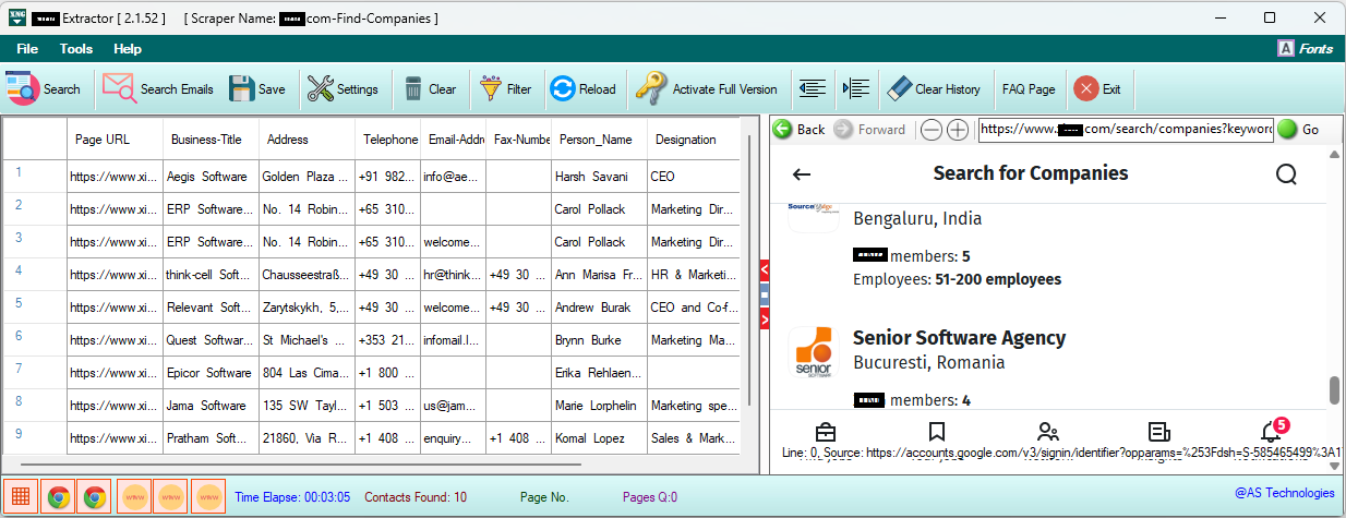 Xing Businesss Pages Scraper Window