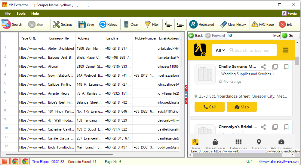 Yellow Pages Extractor Screenshot
