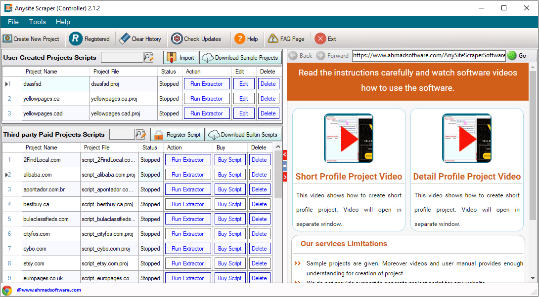 Website Extractor (controller) Screenshot