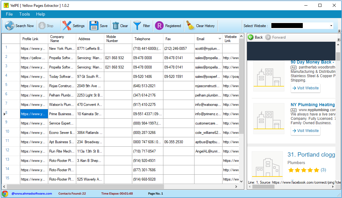 Yellow Pages Extractor Screenshot
